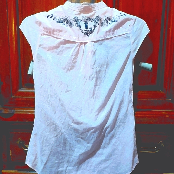 Vintage 2007 Libertine Cotton Blouse, Pleated Rose Logo, Exquisite Details! - Picture 8 of 11